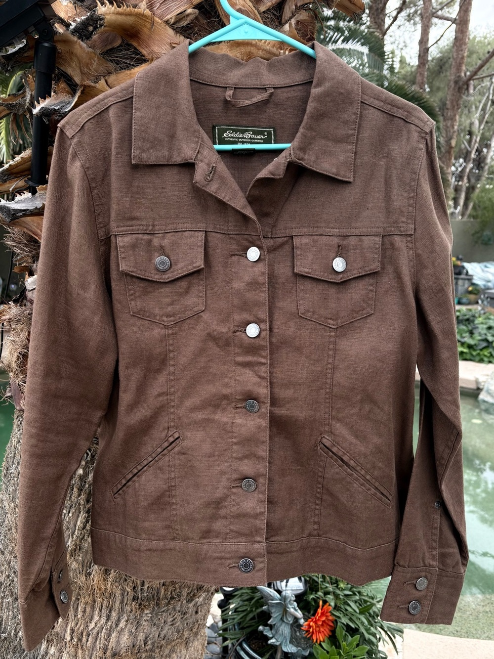 Eddie Bauer Brown Coffee Brown Linen Jacket